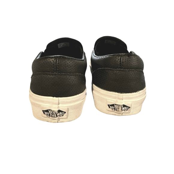 VANS CLASSIC SLIP-ON - Black Perforated Leather Women 8 Men 6.5 - Picture 4 of 16